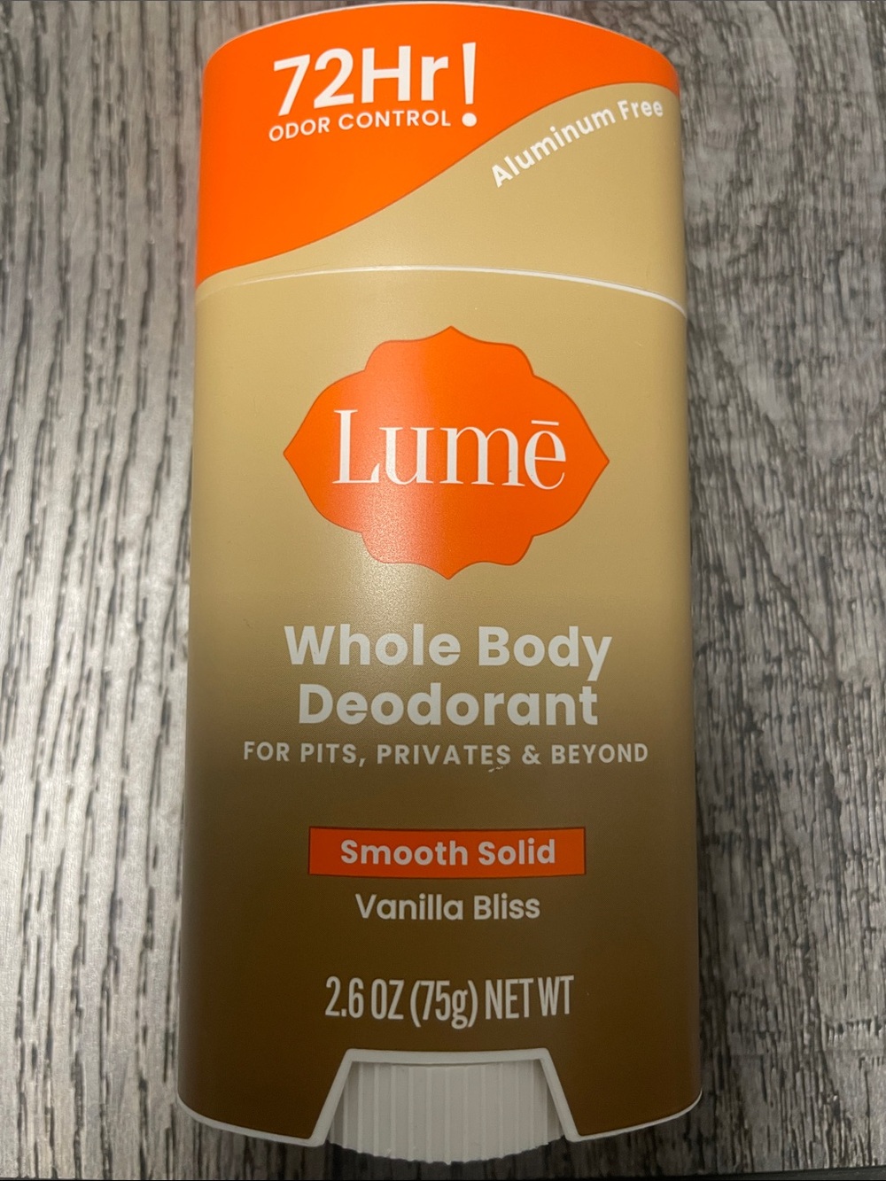 Lume Whole Body Deodorant Smooth Solid — Vanilla Bliss (Tan/Orange)